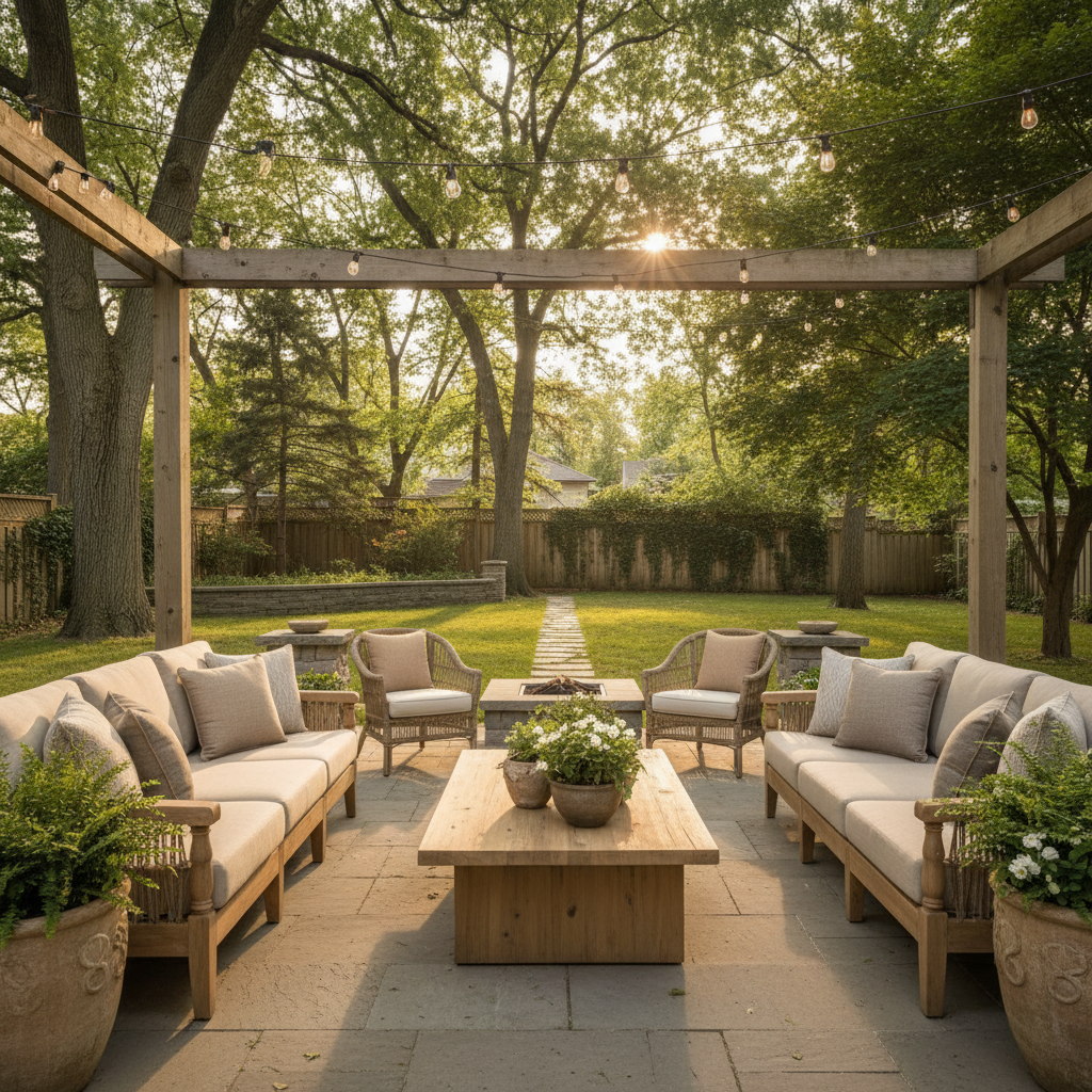 GTA backyard patio staged as a calm outdoor room for sellers