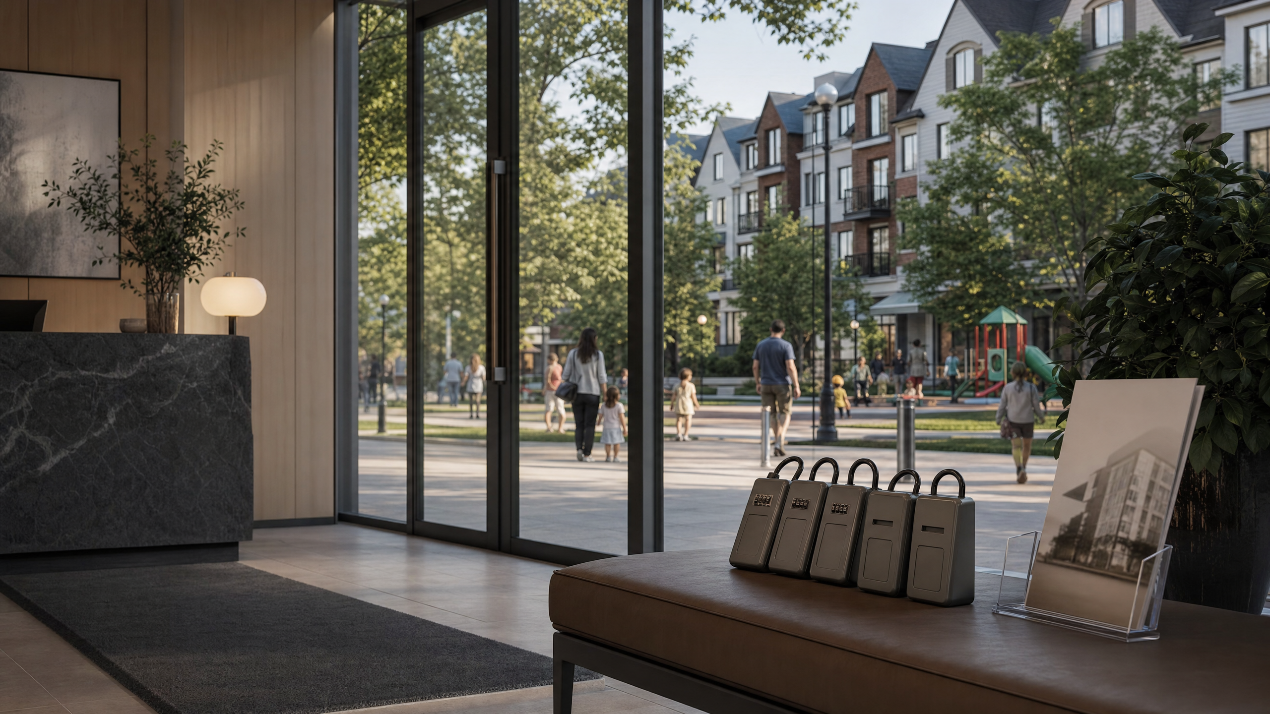 A thoughtful condo investor reviewing rent, condo fees, mortgage costs, and neighbourhood amenities at night.