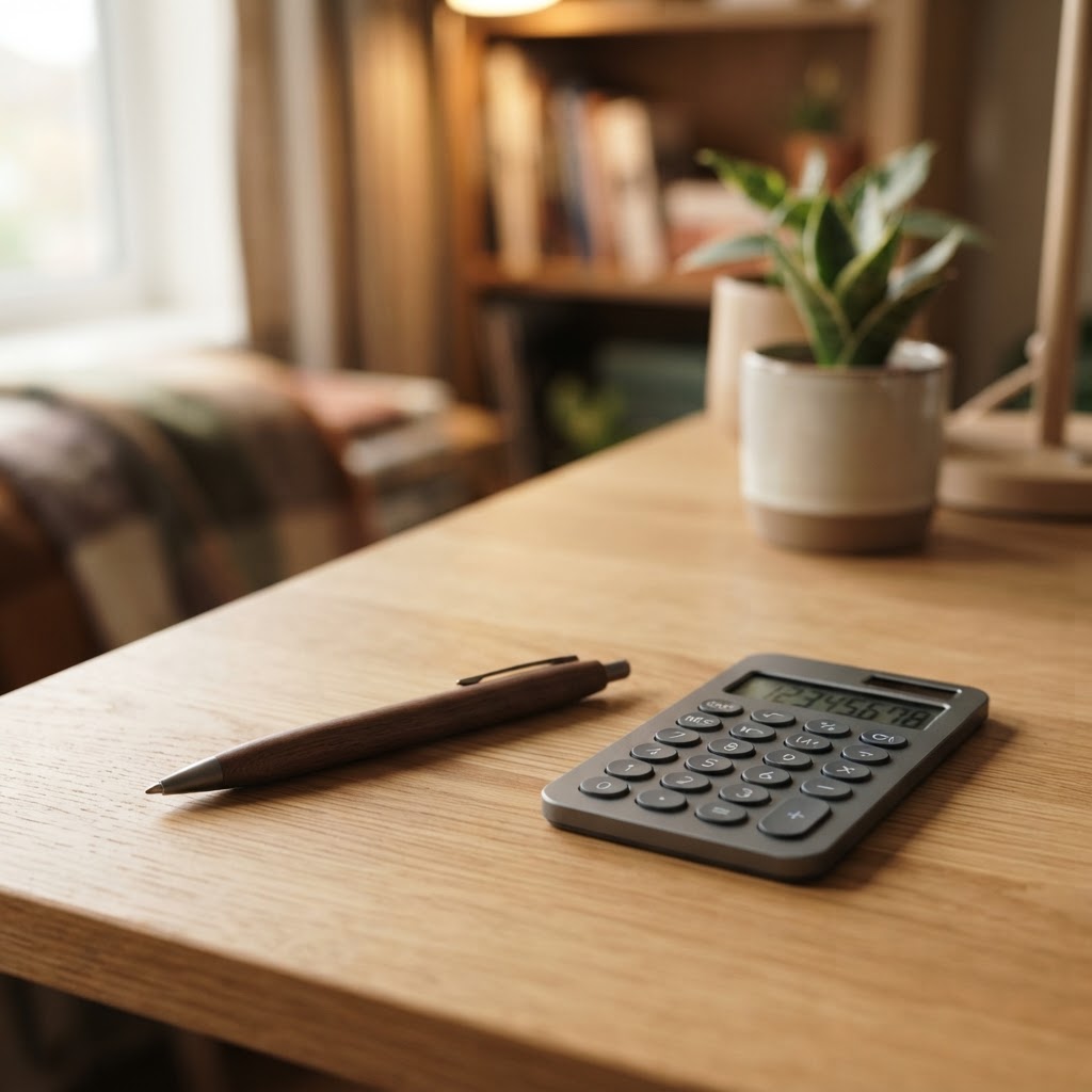 A natural desk scene with homebuying paperwork.
