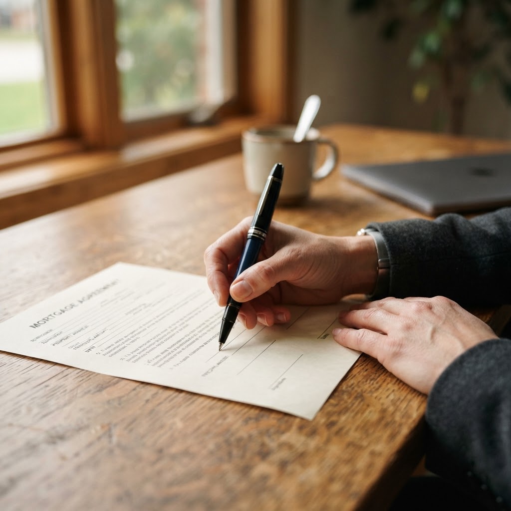 A natural desk scene with homebuying paperwork.